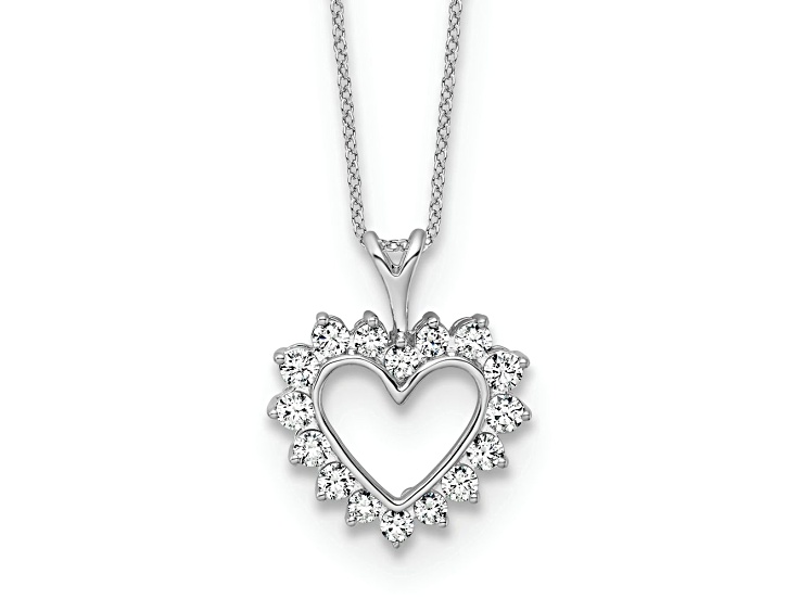 Rhodium Over 14k White Gold Lab Grown Diamond VS/SI GH, Heart Pendant Necklace
