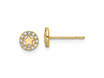 Picture of 14k Yellow Gold Children's 5.2mm Cubic Zirconia Star Stud Earrings