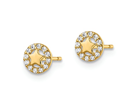 14k Yellow Gold Children's 5.2mm Cubic Zirconia Star Stud Earrings