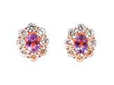 Amethyst and CZ 0.95 Ctw Round 18K Rose Gold Over Sterling Silver Center Design Earrings Jewelry