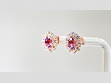 Amethyst and CZ 0.95 Ctw Round 18K Rose Gold Over Sterling Silver Center Design Earrings Jewelry