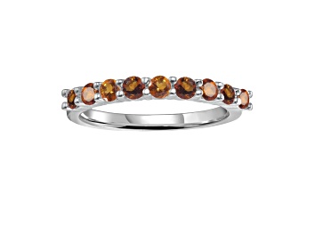 Picture of Citrine Sterling Silver Anniversary Band Ring, 0.80ctw