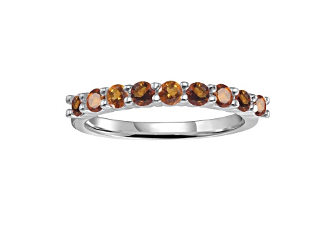 Citrine Sterling Silver Anniversary Band Ring, 0.80ctw