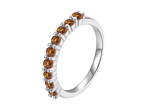 Citrine Sterling Silver Anniversary Band Ring, 0.80ctw