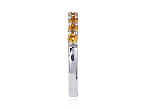 Citrine Sterling Silver Anniversary Band Ring, 0.80ctw