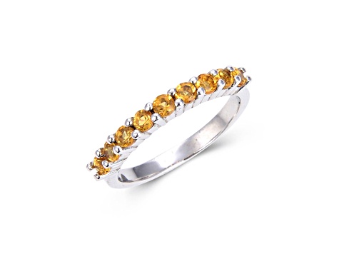 Citrine Sterling Silver Anniversary Band Ring, 0.80ctw