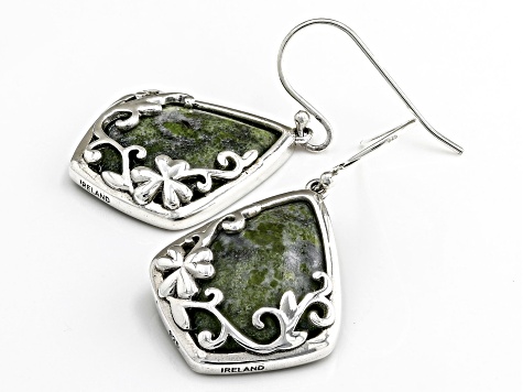 Green Connemara Marble Sterling Silver Floral Earrings