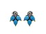 Sleeping Beauty Turquoise and White Zircon Platinum over Sterling Silver Earrings 2ctw