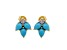 Sleeping Beauty Turquoise and White Zircon Yellow Gold over Sterling Silver Earrings 2ctw