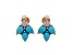 Blue Sleeping Beauty Turquoise and White Zircon Rose Gold over Sterling Silver Earrings 2ctw