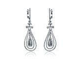 Clear Cubic Zirconia, Rhodium Plated over Sterling Silver Triple Outline Teardrop Earrings