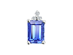 14K White Gold Octagon Tanzanite and Diamond Pendant 0.93ctw