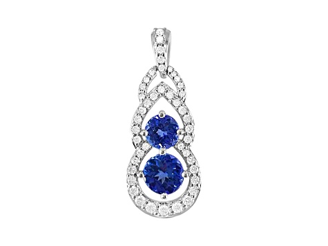 14K White Gold Tanzanite and Diamond Pendant 1.47ctw