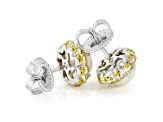 White Mabe Pearl Rhodium & 24K Yellow Gold Over Palladium Sterling Silver Earrings 0.30ctw