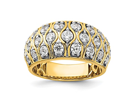 14K Yellow Gold Polished Cluster Diamond Band 1.15ctw
