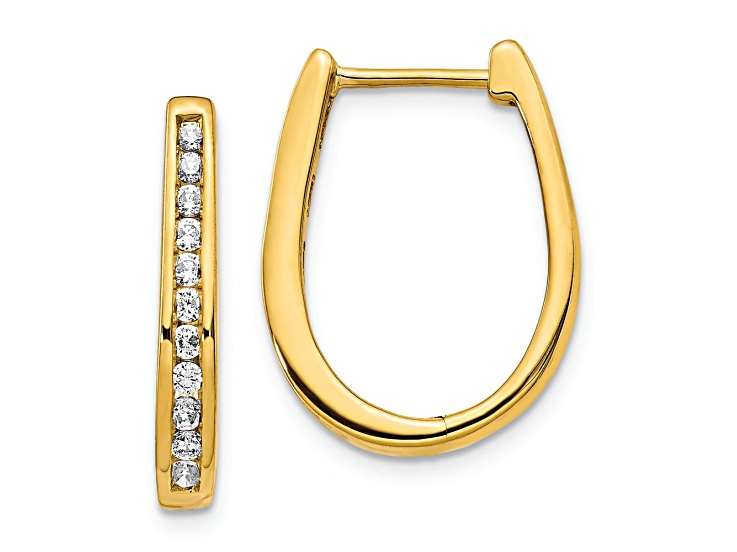 10k Yellow Gold 13/16", 0.495ctw Diamond Oval Hinged Hoop Earrings