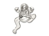 Rhodium Over Sterling Silver Lab Created Blue Opal Inlay Frog Slide Pendant