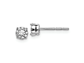 Rhodium Over 10k White Gold 5mm 0.17ctw Diamond Cluster Stud Earrings