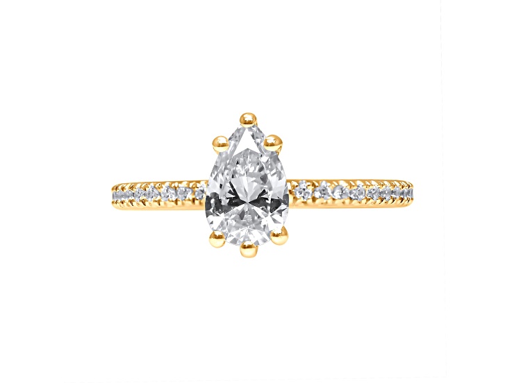 Pear Shape White Lab Grown Diamond Ring 14K Yellow Gold 2.30ctw