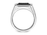 Rhodium Over Sterling Silver Brilliant Embers CZ Black and White Men's Ring