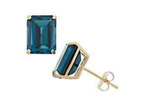 Octagon London Blue Topaz 10K Yellow Gold Earrings 5.60ctw