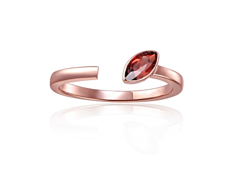 Garnet 14K Rose Gold Over Sterling Silver Marquise Solitaire Open Design Ring, 0.25ct