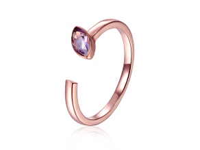 Amethyst 14K Rose Gold Over Sterling Silver Marquise Solitaire Open Design Ring, 0.25ct