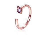 Amethyst 14K Rose Gold Over Sterling Silver Marquise Solitaire Open Design Ring, 0.25ct