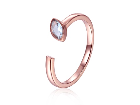 Aquamarine 14K Rose Gold Over Sterling Silver Marquise Solitaire Open Design Ring, 0.25ct