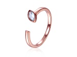 Aquamarine 14K Rose Gold Over Sterling Silver Marquise Solitaire Open Design Ring, 0.25ct