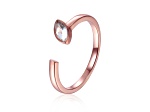 White Topaz 14K Rose Gold Over Sterling Silver Marquise Solitaire Open Design Ring, 0.25ct