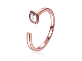 White Topaz 14K Rose Gold Over Sterling Silver Marquise Solitaire Open Design Ring, 0.25ct