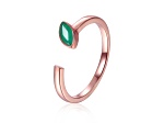 Emerald 14K Rose Gold Over Sterling Silver Marquise Solitaire Open Design Ring, 0.25ct