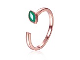 Emerald 14K Rose Gold Over Sterling Silver Marquise Solitaire Open Design Ring, 0.25ct