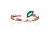 Emerald 14K Rose Gold Over Sterling Silver Marquise Solitaire Open Design Ring, 0.25ct