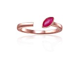Ruby 14K Rose Gold Over Sterling Silver Marquise Solitaire Open Design Ring, 0.25ct