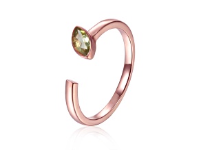 Peridot 14K Rose Gold Over Sterling Silver Marquise Solitaire Open Design Ring, 0.25ct