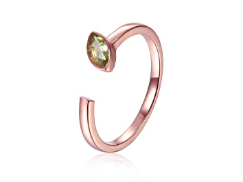 Picture of Peridot 14K Rose Gold Over Sterling Silver Marquise Solitaire Open Design Ring, 0.25ct