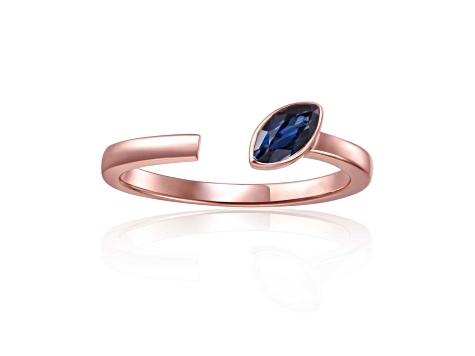 Blue Sapphire 14K Rose Gold Over Sterling Silver Marquise Solitaire Open Design Ring, 0.25ct