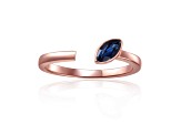 Blue Sapphire 14K Rose Gold Over Sterling Silver Marquise Solitaire Open Design Ring, 0.25ct