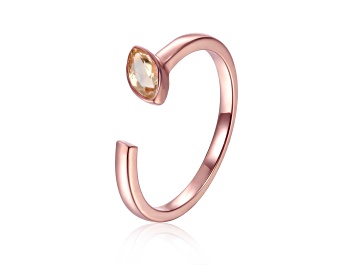 Picture of Yellow Citrine 14K Rose Gold Over Sterling Silver Open Design Ring Split Shank Ring