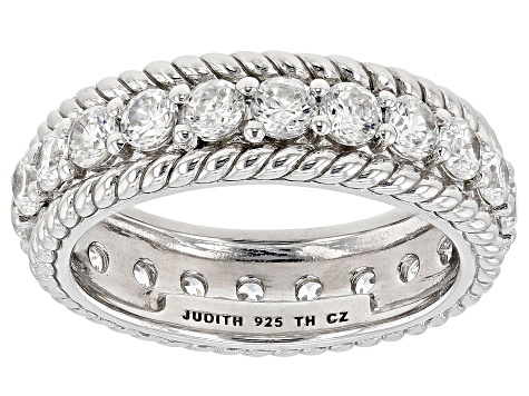 Judith Ripka Bella Luce® Diamond Simulant Rhodium Over Sterling Silver Eternity Band Ring 3.30ctw