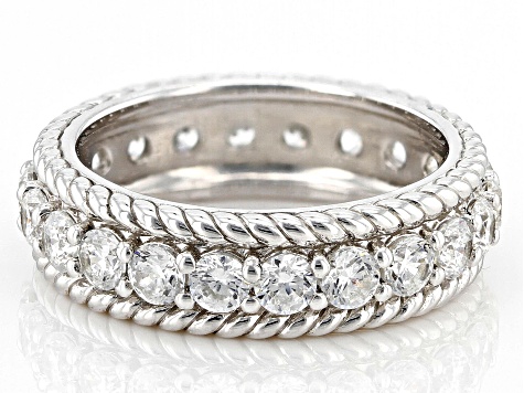 Judith Ripka Bella Luce® Diamond Simulant Rhodium Over Sterling Silver Eternity Band Ring 3.30ctw