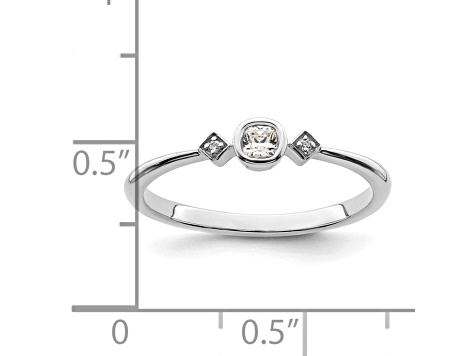Rhodium Over 14K White Gold Petite Cushion Diamond Ring 0.11ctw