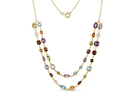 Multi-Gem 14k Yellow Gold 18" Necklace 18.15ctw