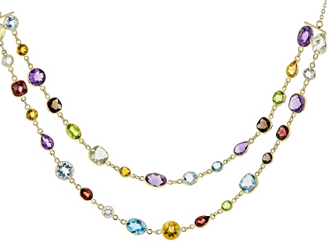 Multi-Gem 14k Yellow Gold 18" Necklace 18.15ctw