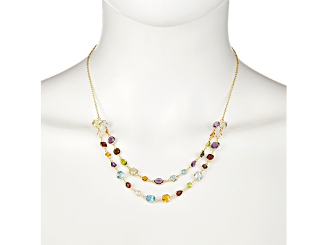 Multi-Gem 14k Yellow Gold 18" Necklace 18.15ctw