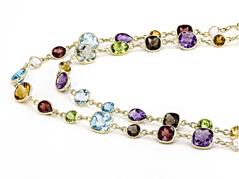 Multi-Gem 14k Yellow Gold 18" Necklace 18.15ctw