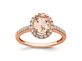 14K Rose Gold Morganite Diamond Halo Engagement Ring