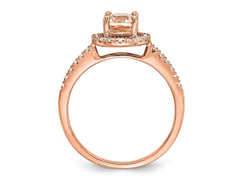 14K Rose Gold Morganite Diamond Halo Engagement Ring